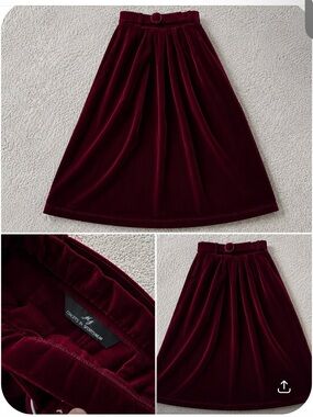 MJ Concepts in Sportswear Deep Burgundy Velvet A-Line Skirt